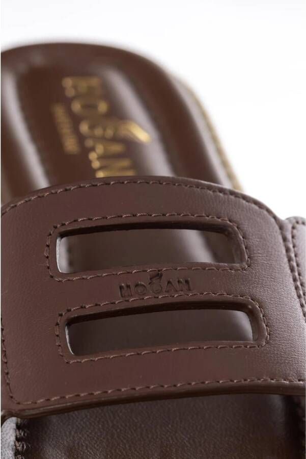 Hogan Flat Sandals Bruin Dames