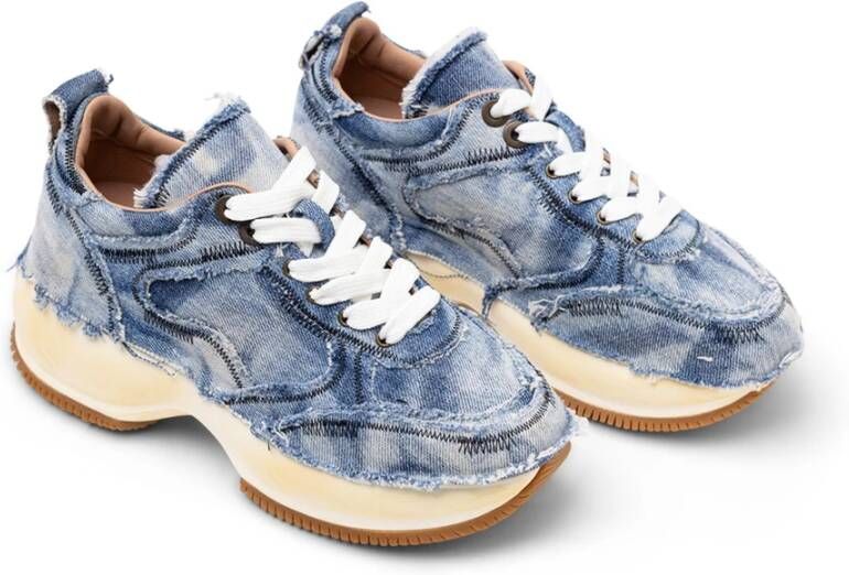 Hogan Frayed Denim Platform Sneakers