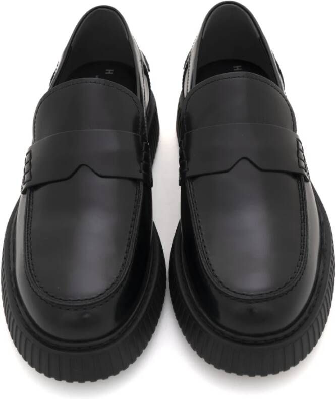 Hogan Geborsteld leren loafer met retro logo