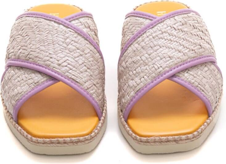 Hogan Gekruiste Raffia Sandalen met Leren Voetbed