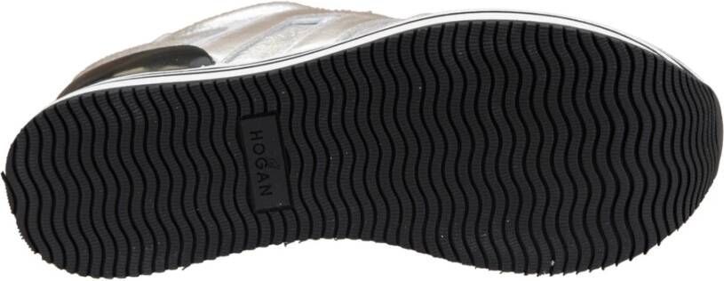 Hogan Gelamineerde leren vetersneakers Gray Dames