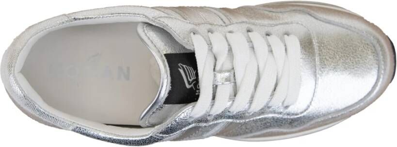 Hogan Gelamineerde leren vetersneakers Gray Dames