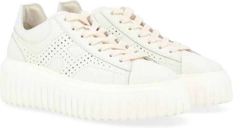 Hogan Gestreepte Geperforeerde Sneakers White Dames