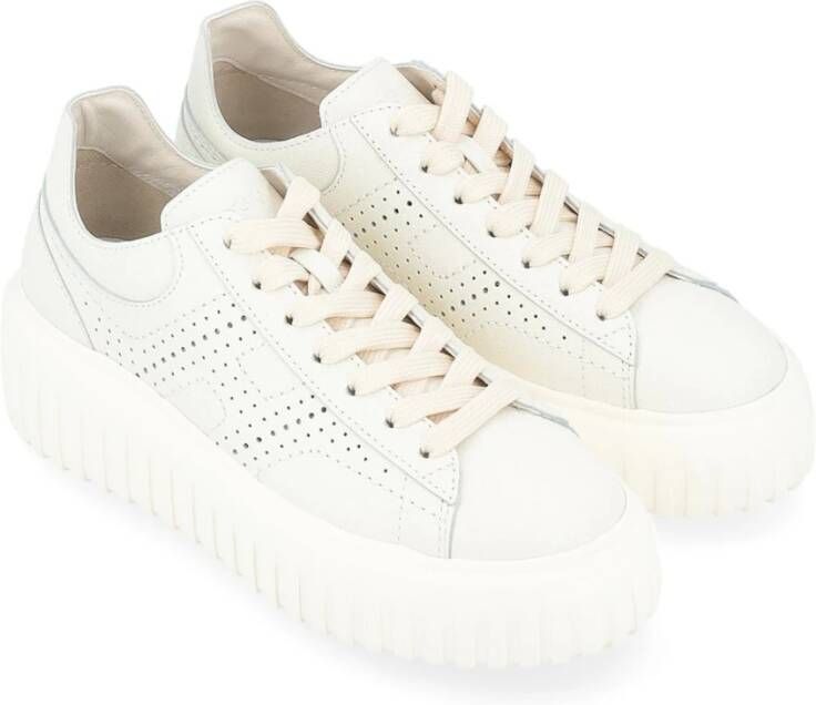 Hogan Gestreepte Geperforeerde Sneakers White Dames