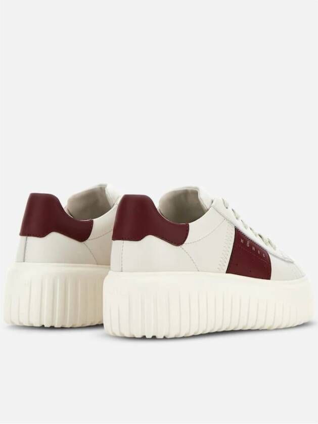 Hogan Gestreepte Leren Sneakers Beige Dames