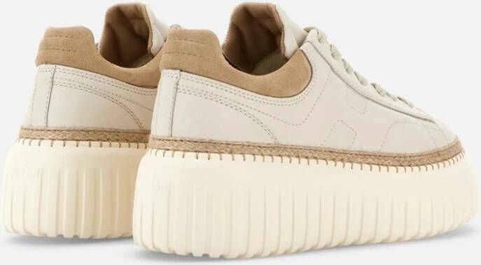 Hogan Gestreepte leren sneakers ivoor White Dames