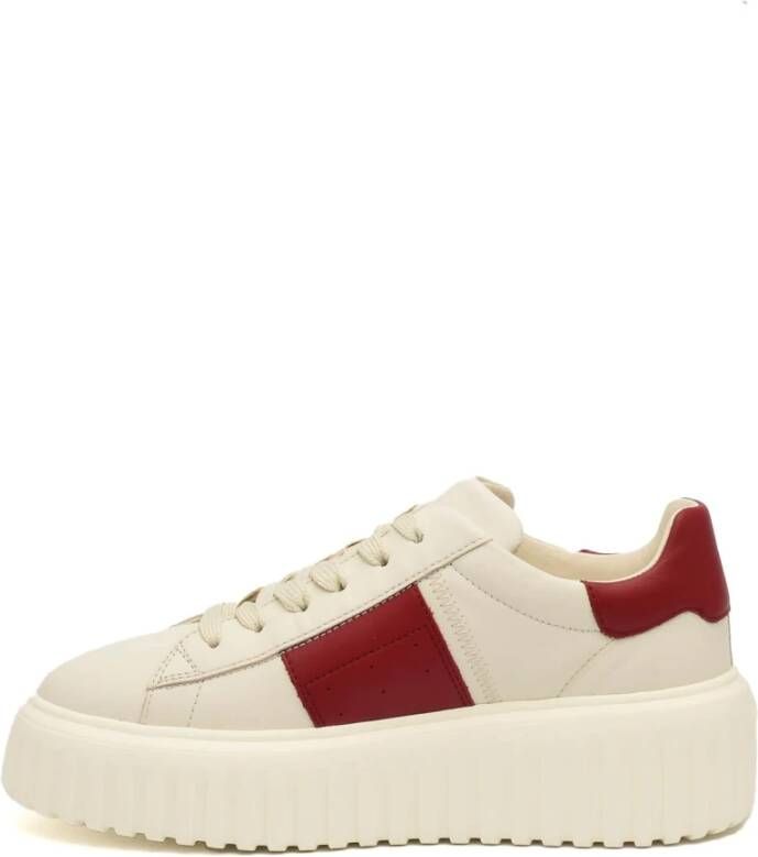 Hogan Gestreepte leren sneakers wit room