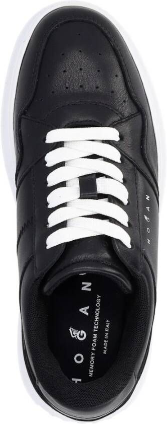 Hogan Geveterde Sneaker in Zwart Leer Black Dames
