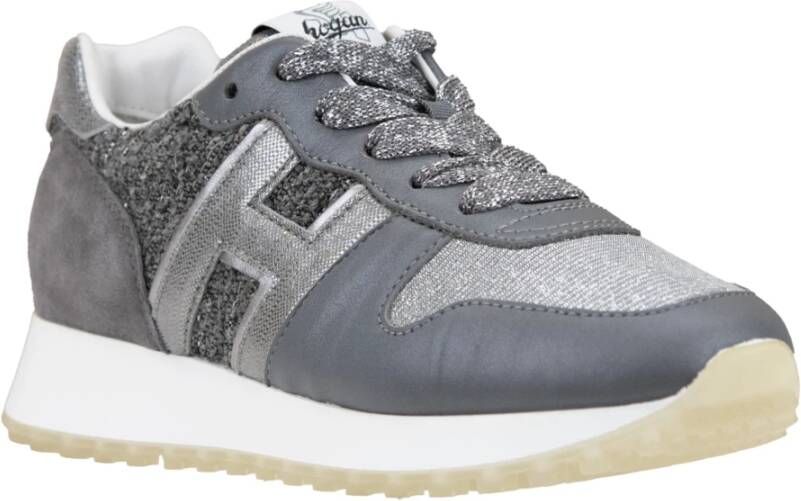 Hogan Glitter Sneakers met Suède Details Gray Dames