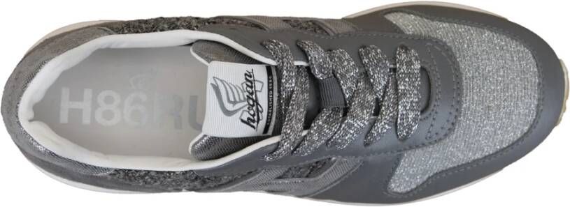 Hogan Glitter Sneakers met Suède Details Gray Dames