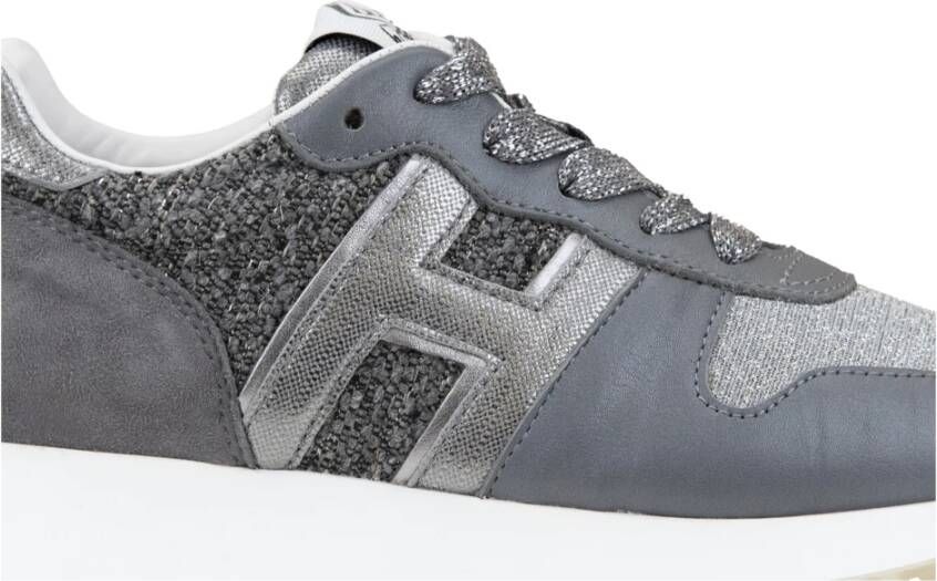 Hogan Glitter Sneakers met Suède Details Gray Dames
