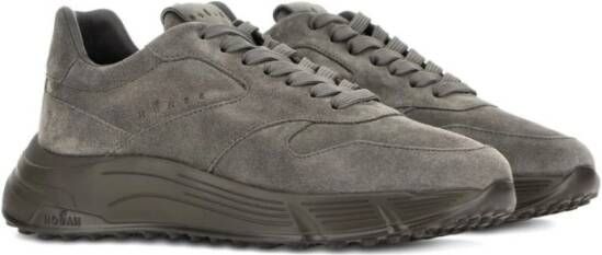 Hogan Grijze Veterschoenen Leer Suède