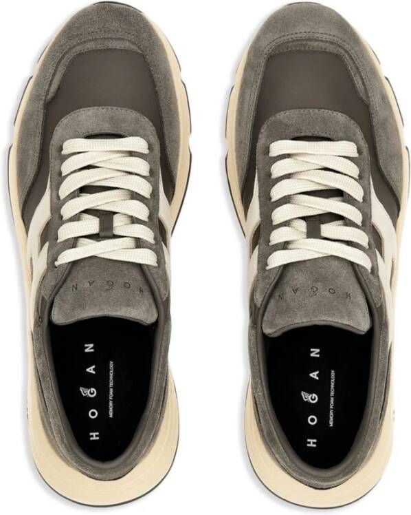 Hogan Grijze Veterschoenen Memory Foam Rubberen Zool