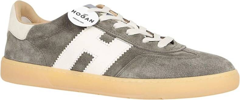 Hogan Groene Leren Sneakers Ss24 Gray Heren