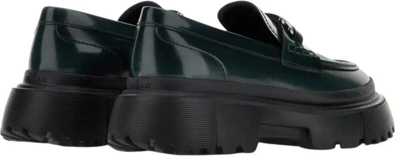 Hogan Groene Loafers Urban Militaire Stijl