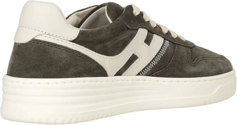 Hogan Groene Suède Sneaker met Ivoor Detail