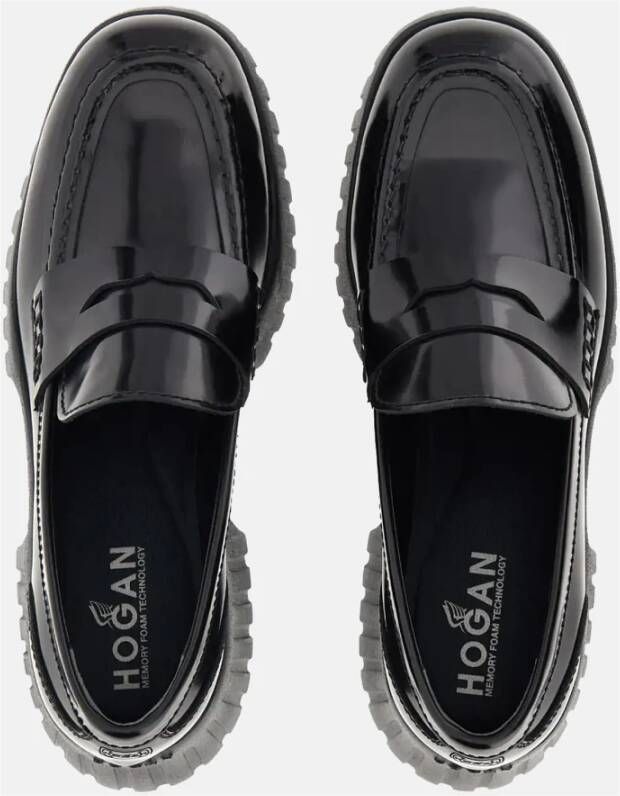 Hogan Dames leren loafers met H-strepen Black Dames