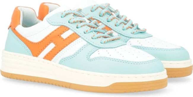 Hogan H630 Wit Blauw en Oranje Leren Sneaker Blue Dames