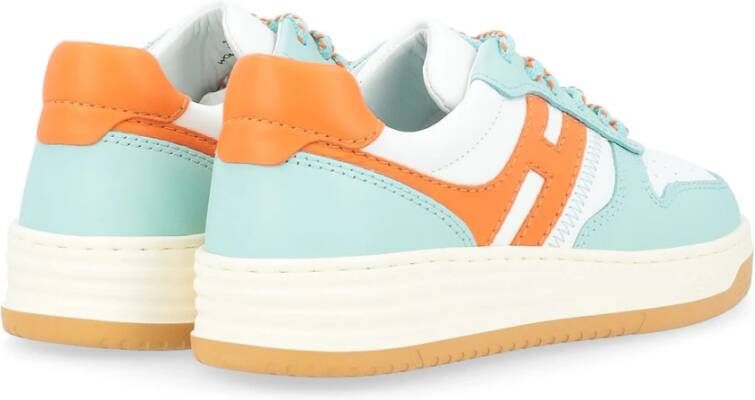 Hogan H630 Wit Blauw en Oranje Leren Sneaker Blue Dames