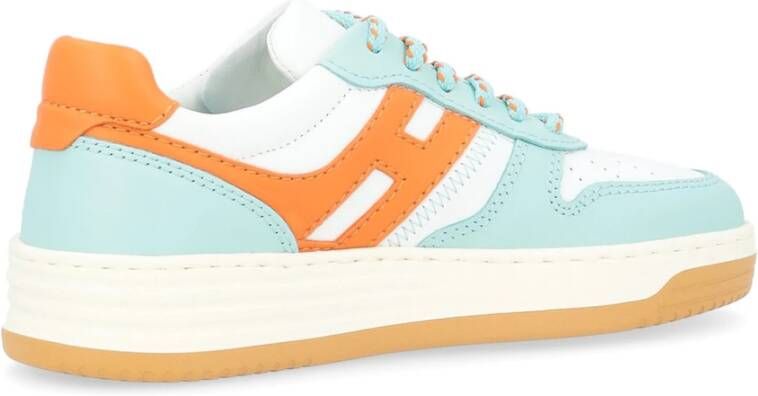 Hogan H630 Wit Blauw en Oranje Leren Sneaker Blue Dames