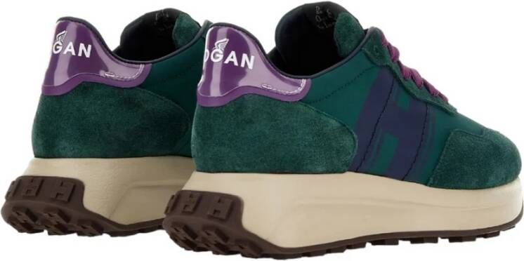 Hogan H641 Sneakers van Suède en Technische Stof Groen Dames