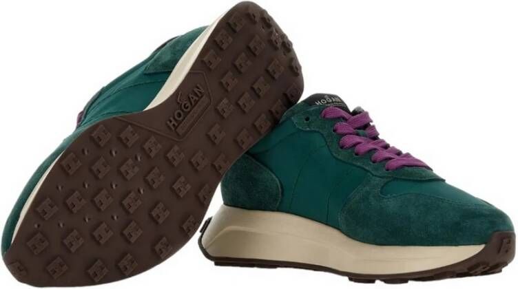 Hogan H641 Sneakers van Suède en Technische Stof Groen Dames