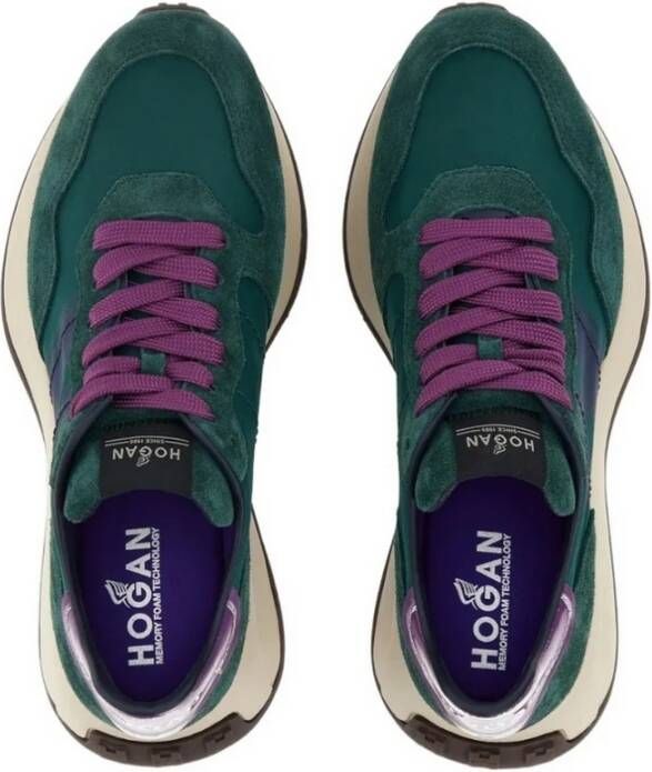 Hogan H641 Sneakers van Suède en Technische Stof Groen Dames