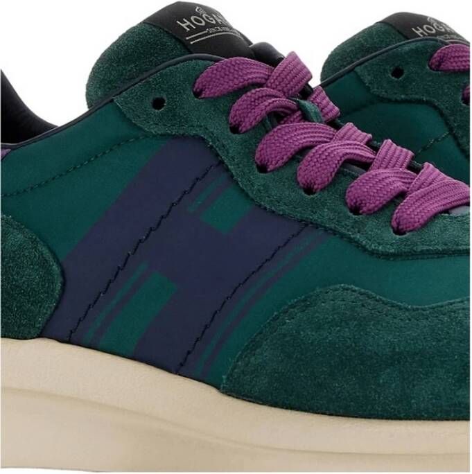 Hogan H641 Sneakers van Suède en Technische Stof Groen Dames