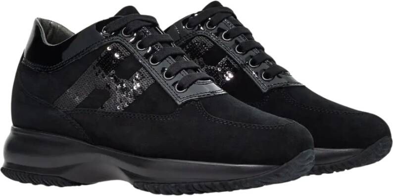 Hogan Interactieve suède sneakers met lakdetails Black Dames