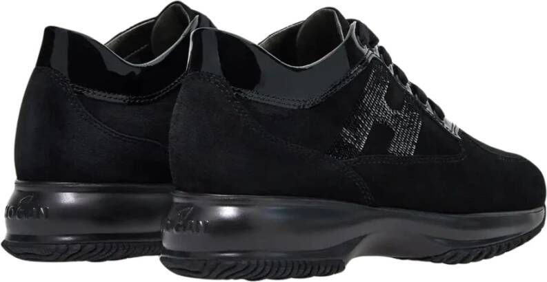 Hogan Interactieve suède sneakers met lakdetails Black Dames