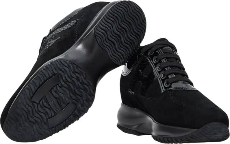 Hogan Interactieve suède sneakers met lakdetails Black Dames