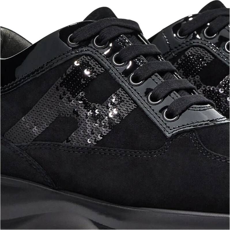 Hogan Interactieve suède sneakers met lakdetails Black Dames