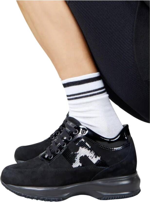 Hogan Interactieve suède sneakers met lakdetails Black Dames