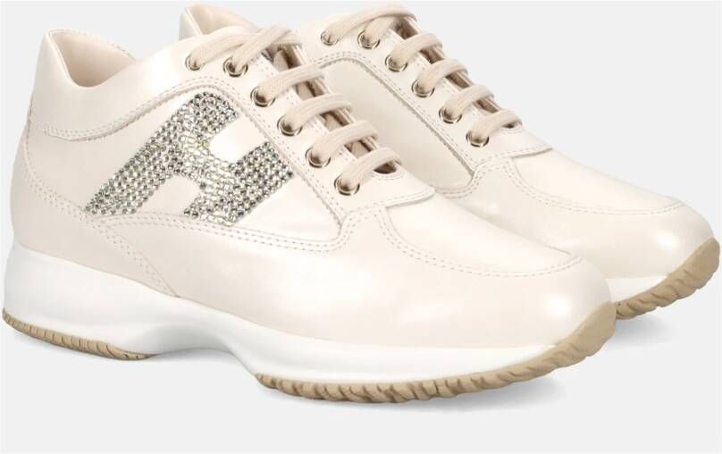 Hogan Interactieve Suède Sneakers met Strass Beige Dames