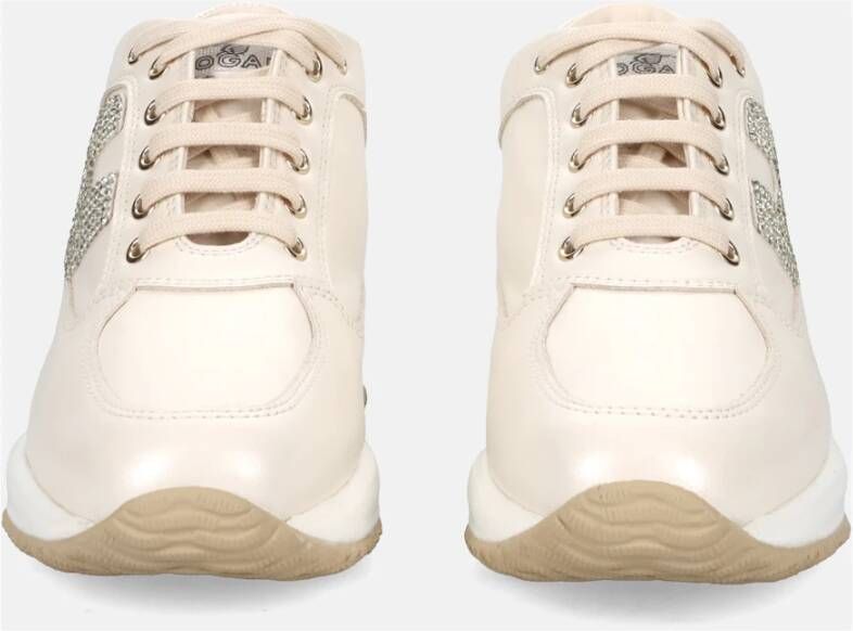 Hogan Interactieve Suède Sneakers met Strass Beige Dames