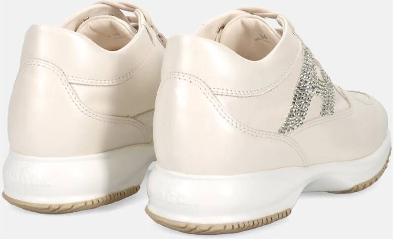 Hogan Interactieve Suède Sneakers met Strass Beige Dames