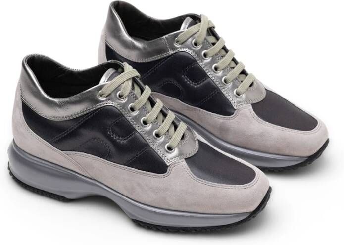 Hogan Interactive Allacciato Metallic-Panel Suede Sneakers