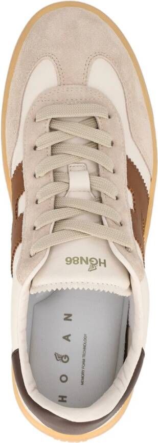 Hogan Ivoor en beige gladleren sneakers