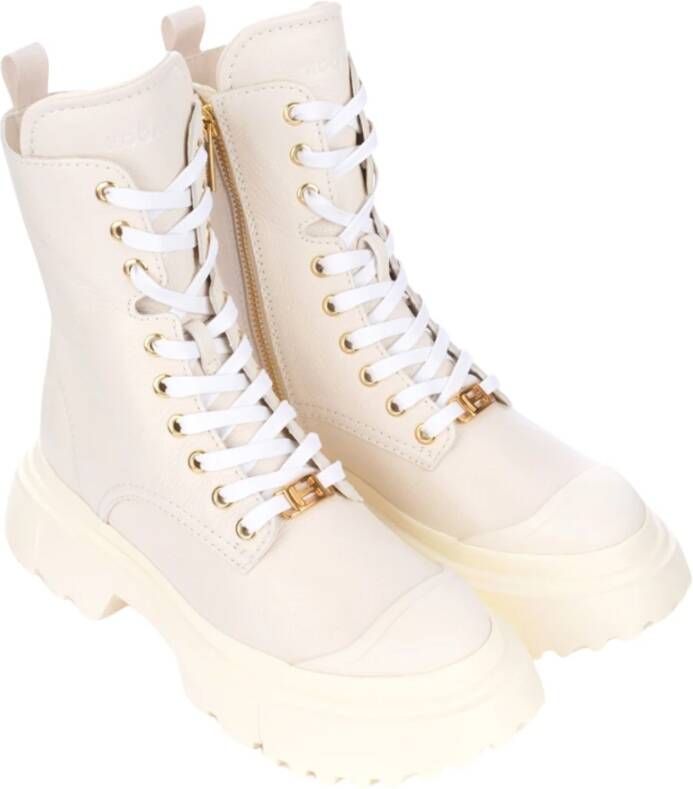 Hogan Lace-up Boots Beige Dames