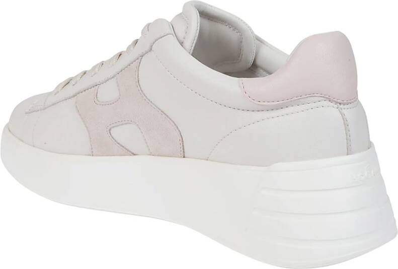 Hogan Ivoorleren sneakers met roze details