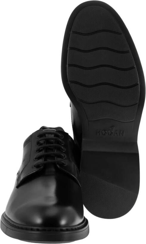 Hogan Klassieke Leren Veterschoenen met Rubberen Zool Black Heren