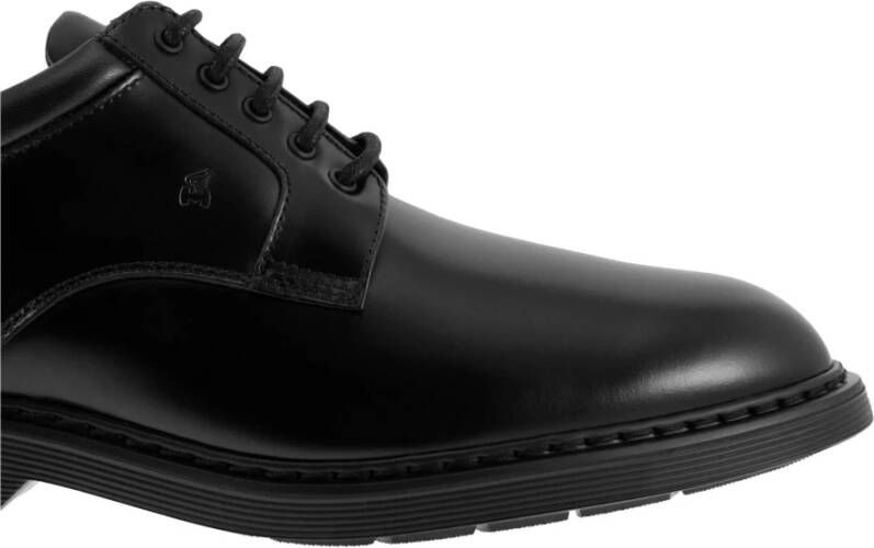 Hogan Klassieke Leren Veterschoenen met Rubberen Zool Black Heren