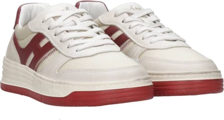 Hogan Leren Sneakers met Gehamerd Effect Red Heren