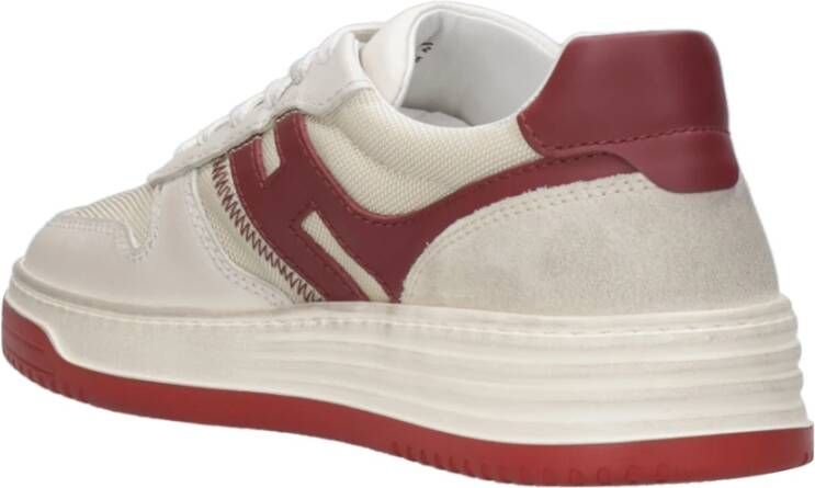 Hogan Leren Sneakers met Gehamerd Effect Red Heren