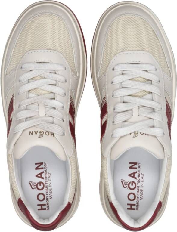 Hogan Leren Sneakers met Gehamerd Effect Red Heren