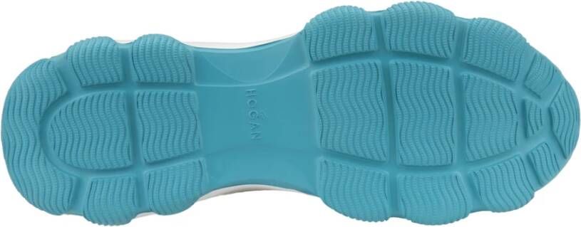 Hogan Leren Sneakers met Stoffen Inzetstukken Blue Dames