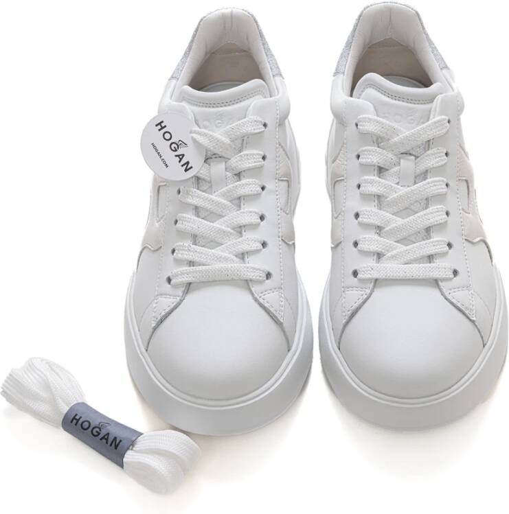 Hogan Leren sneakers met veters en lurex details