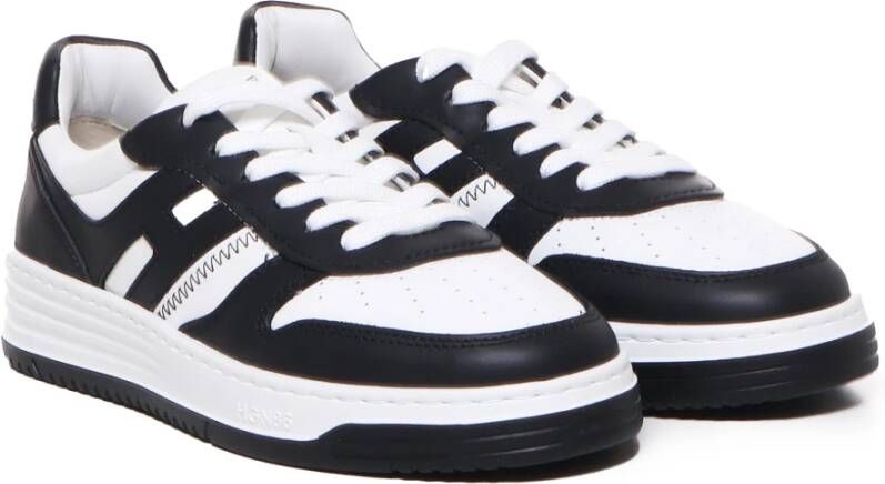 Hogan Leren Sneakers Twee-Tone Bovenwerk Zwart Wit Black Heren