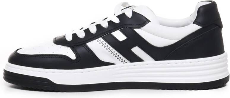 Hogan Leren Sneakers Twee-Tone Bovenwerk Zwart Wit Black Heren
