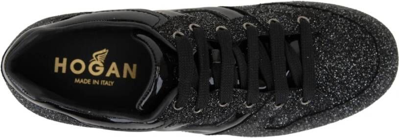 Hogan Leren Veterschoen Glitter Sneakers Vrouwen Black Dames